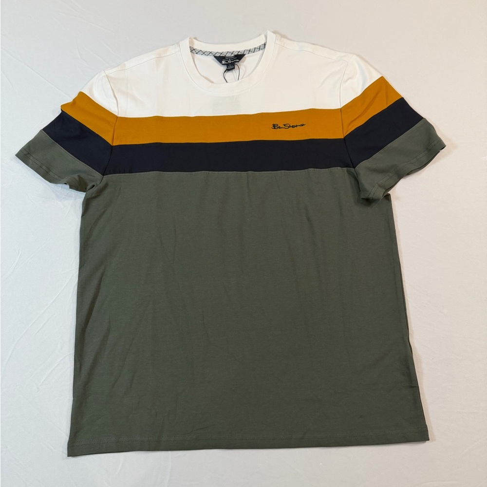 Ben Sherman Colorblock Tee - White, Gold, Black, Green - Picture 2 of 12
